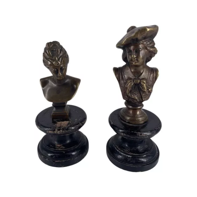 Dos pedestales de bronce sobre madera negra Napoleón III
