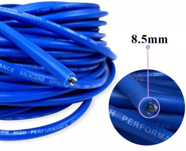 HT Ignition Lead Cable Silicone 8.5mm High Performance Spiral Core Blue ISO3808