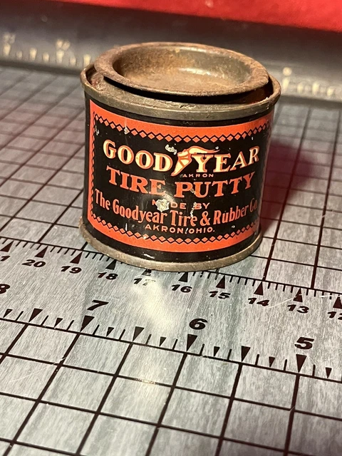Rare Vintage Goodyear Tire & Rubber Co. Akron Ohio Tire Putty Tin Auto Garage