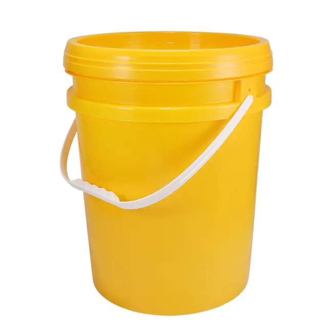 Cubo de pintura de plástico recipiente multiusos 4,75 galones/18 L caja de pintura con tapa amarillo