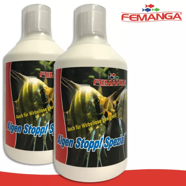 Femanga 2 x 500 ML Algue Arrêt ! Spécial Étang Soins Algues Bleu - Vert Schmier