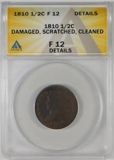 1810 1/2c Classic Head Half Cent ANACS F12 Details