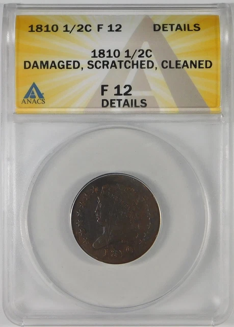 1810 1/2c Classic Head Half Cent ANACS F12 Details