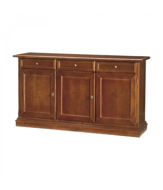 MOBILI 2G MADIA CREDENZA ARTE POVERA IN LEGNO 3 PORTE TINTA NOCE