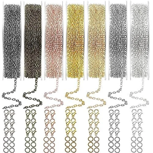 Cadenas para hacer joyas EuTengHao 90 ft rollo de eslabón a granel 2 mm cadenas de collar de metal...