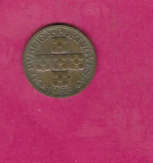 Portugal Portuguese Km584 1953 Vf-Very Fine-Nice Old  20 Centavos Coin