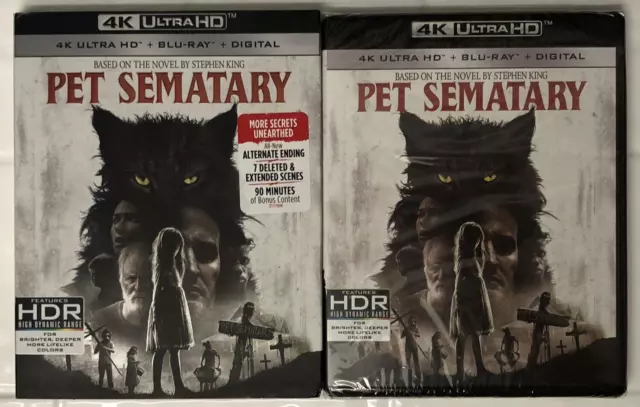 New Pet Sematary 2019 4K Ultra Hd Blu Ray Digital Hd 2 Disc + Slipcover Sleeve