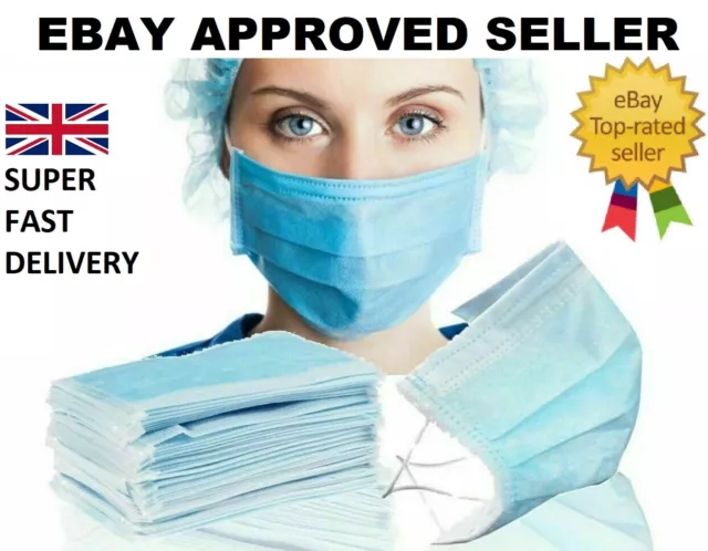 DISPOSABLE SURGICAL FACE MASK FLU DUST MOUTH FACE 3 PLY Super Fast Delivery