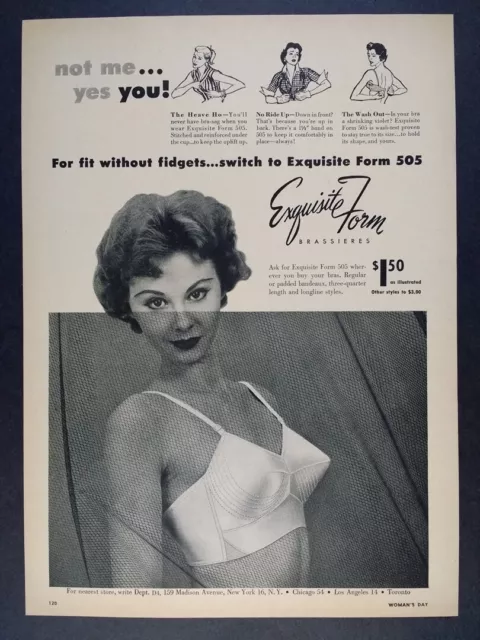 1952 Exquisite Form Brassiere Co PRINT AD 505 Style Often Copied Never  Equalled 