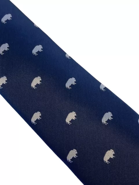 Frederick Thomas Designer Cravate Bleu Marine Avec Buffalo Biscornu Cadeau 2