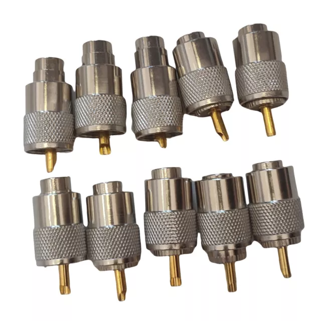 10pcs PL259 Coax UHF Male Plug Connector Clutch Adapter Fit for RG58 RG59 Cable