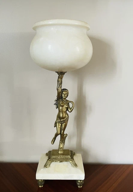 Lampe ancienne en laiton & marbre – Style Napoléon III