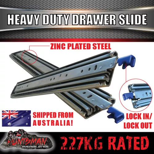 227kg x 508mm Locking Drawer Slides Heavy Duty Fridge runners 20" full extension