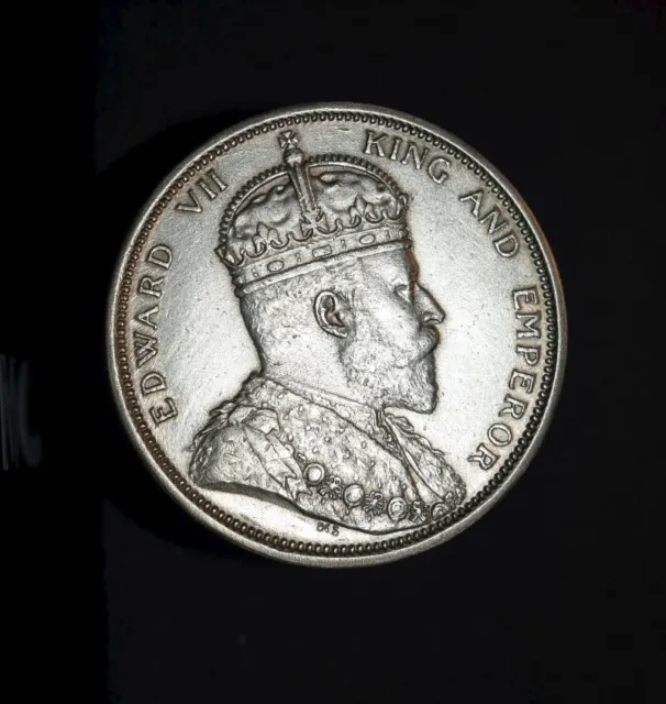1903 Straits Settlement British Malaysia Silver One Dollar AU cleaned KM#25 RARE