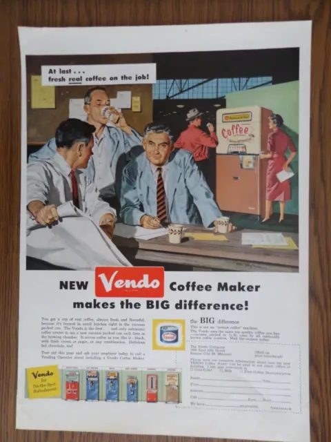 1958 Vendo Coffee Maker Vending Machine Ad