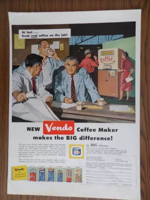 1958 Vendo Coffee Maker Vending Machine Ad 1958 Vendo Coffee Maker Vending Machine Ad