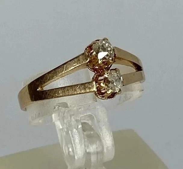 Bague En Or Rose 18 Carats Avec Diamants - Taille 53, Style Alliance, Occasion, Réf. MP2400