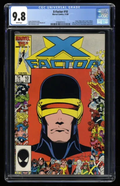 X-Factor #10 CGC NM/M 9.8 White Pages 25th Anniversary Cover! Marvel 1986