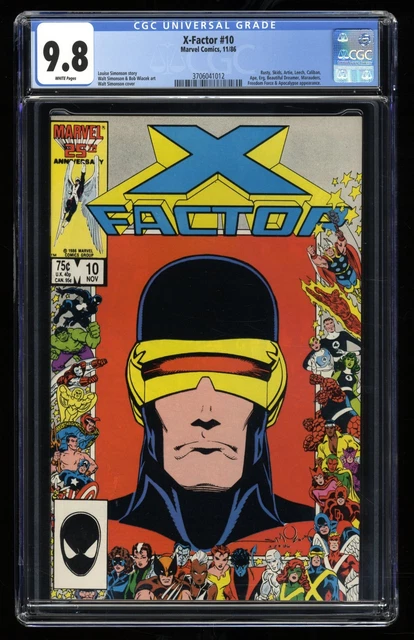 X-Factor #10 CGC NM/M 9.8 White Pages 25th Anniversary Cover! Marvel 1986