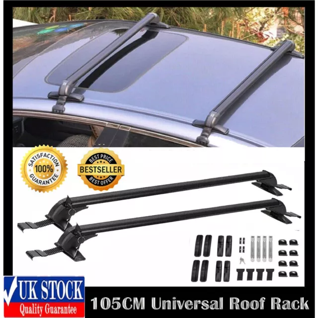 Universal Lockable Aluminium Car Roof Rack Bars No Rail Anti Theft Carrier 150KG