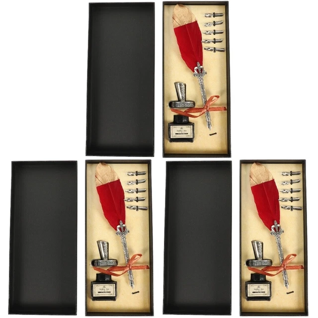 3 Sets Stylo À Tremper En Verre Stylo Ensemble Coffrets Cadeaux La Plume