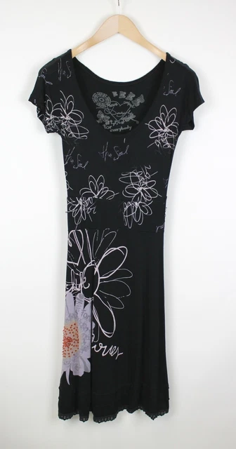 Desigual Donna Piccolo Manica Corta Stampa Floreale Tricot Abito