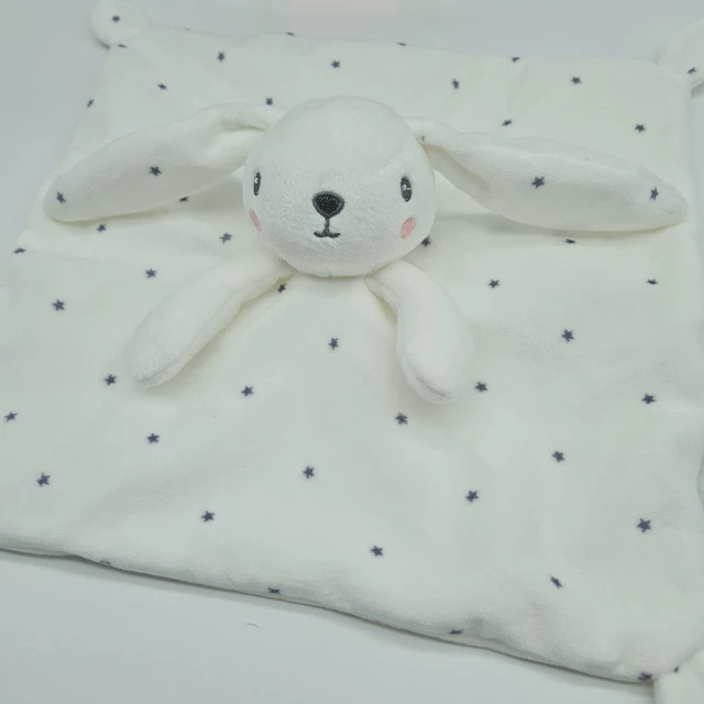 10 - Doudou Plat Lapin Blanc Etoile Gris Simba Toys Benelux Neuf