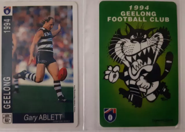 1994 AFL Sassy Concepts. Gary Ablett And Geelong Cats Mascot Cards.  Very Rare.