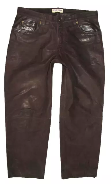 " JOHN F. GEE " Men's Leather Jeans/Nubuk- Pants Dark Braun Approx. W36 " /