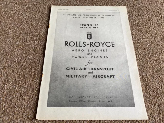 Fabk19 Advert 11X8 Rolls-Royce Aero Engines And Power Plants