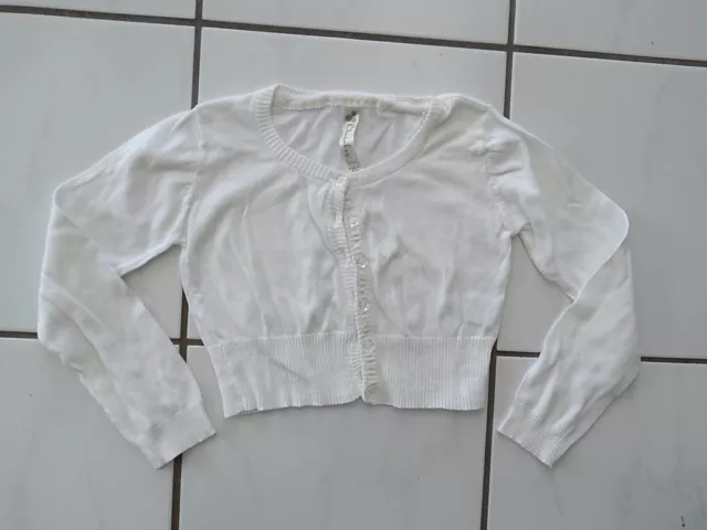 Girls Size Small/size 6/6x Cherokee White Cardigan Light Weight Sweater