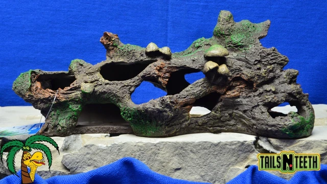 Marina Hollow Log with Moss Cover and Mushrooms - PolyResin Aquarium Ornament