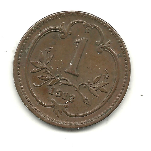 A High End Au 1913 Austria 1 Heller Coin!!-Very Nicely Detailed!!-D210