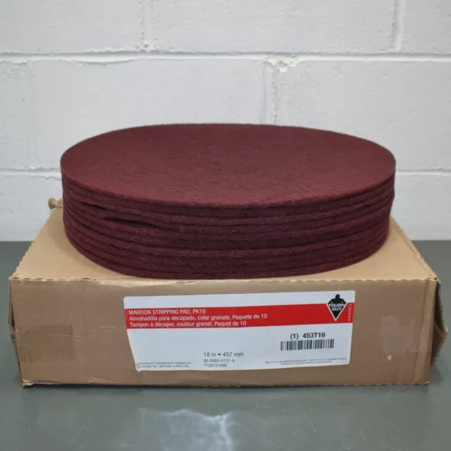 (10) Tough Guy Maroon Stripping Pad 453T16, 18" Round, 3-1/4" Center Hole, Nylon