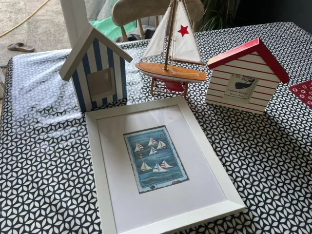 Modelo, impresión y 2 marcos X de barco náutico habitación infantil