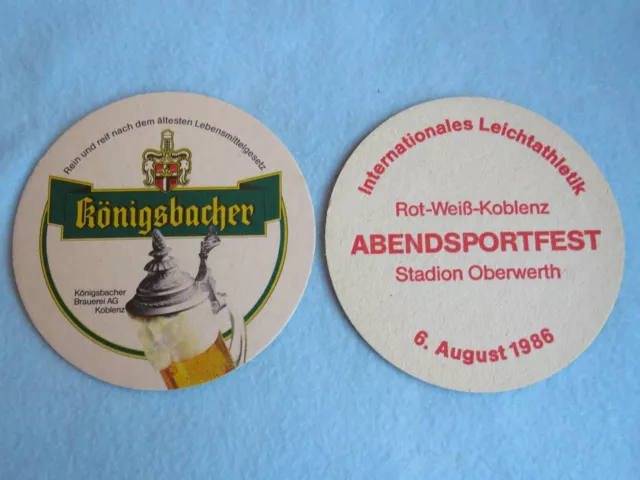 Beer Coaster ~*:*~ Koblenz, GERMANY ~*~ Konigsbacher Brewery Abendsportfest 1986