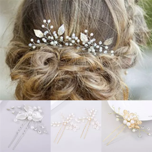 Wedding Bridal Hair Comb Clip Crystal Rhinestone Flower Faux Pearl Hairpin!RZ