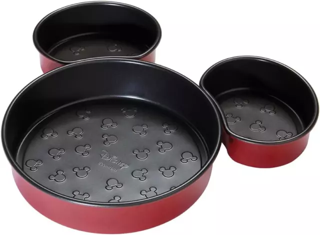 Bake with Mickey Mouse 3 Piece Mickey Head Cake Tins for Baking - Non Stick