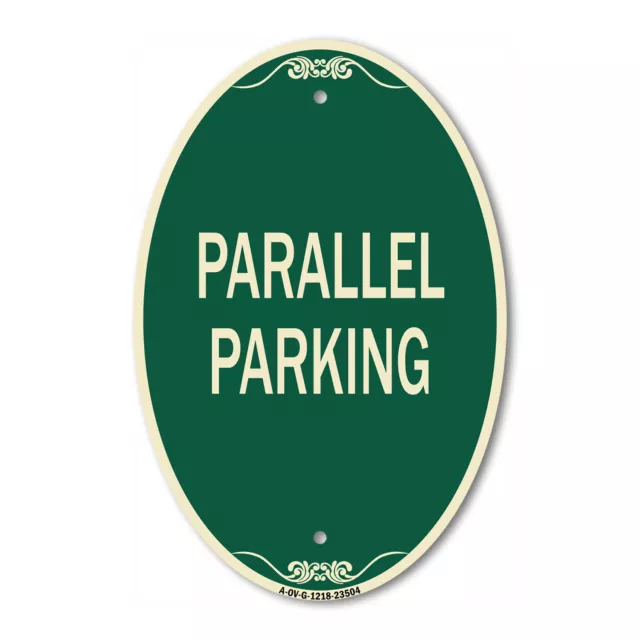 SignMission Designer Series Sign - Parallel Parking 12" x 18" Aluminum Oval Sign