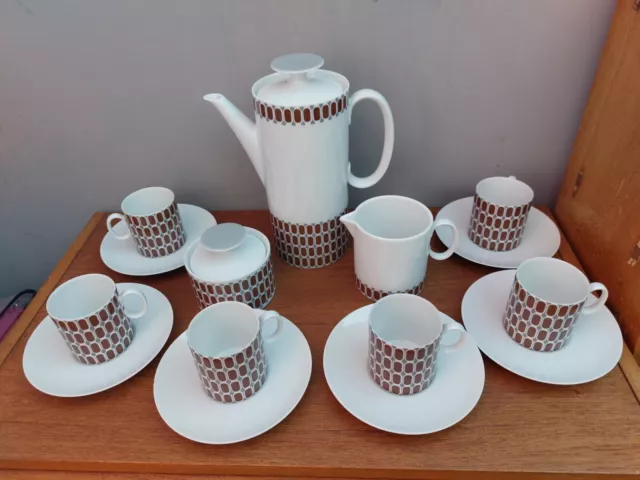 Thomas Germany Porcelain Vintage Retro Brown Dots Coffee Set Rare