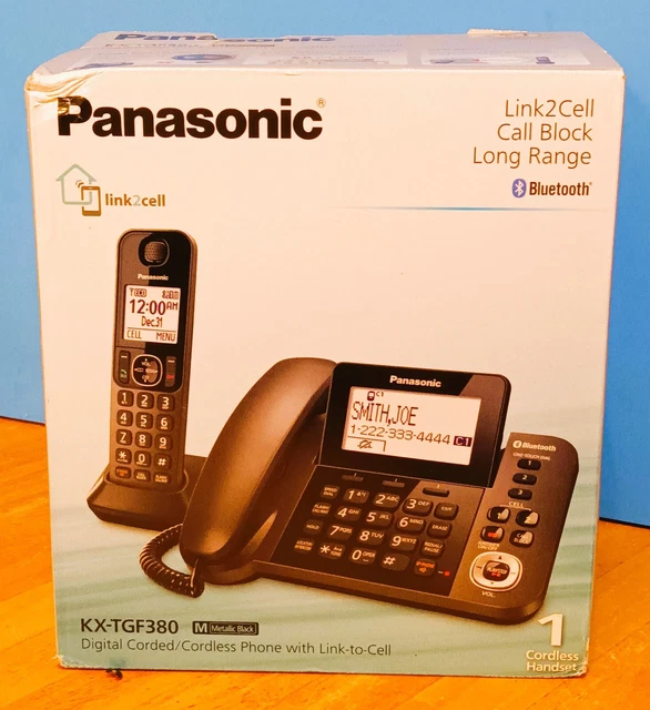 PANASONIC KXTGF380 LINK2CELL Bluetooth Corded & Cordless Phone System