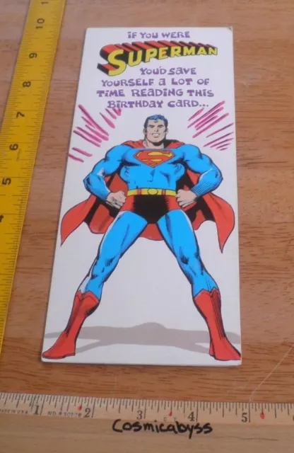 SUPERMAN 1970's raised birthday card DC Mark 1 HTF greeting