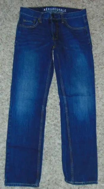 Mens Jeans Aeropostale Medium Blue Essex Straight Denim Jeans-size 30x32