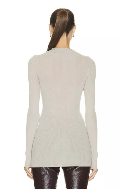 Rick Owens Ribbed Long Sleeve Top Pearl Grey Virgin Wool S NWOT $470 3