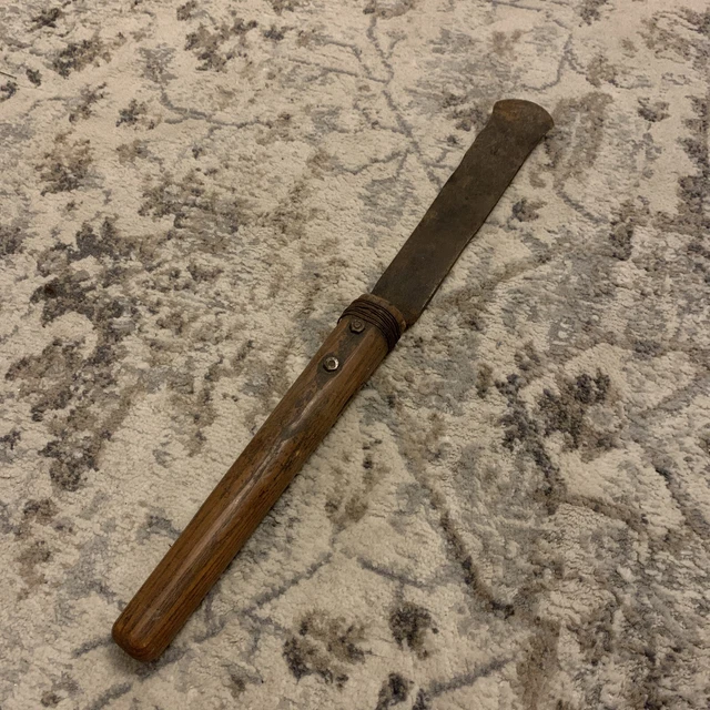 Very Rare Antique Blacksmith Spoon/Knife Iron Hand Forged Tool With Wood Handle