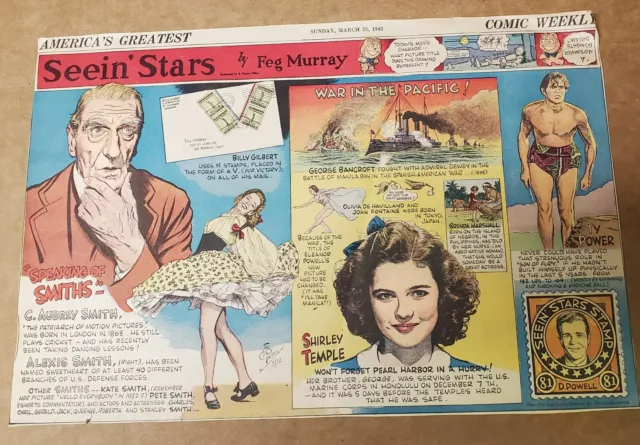 1942 Shirley Temple Ty Power   Seein' Stars by Feg Murray Comic Strip