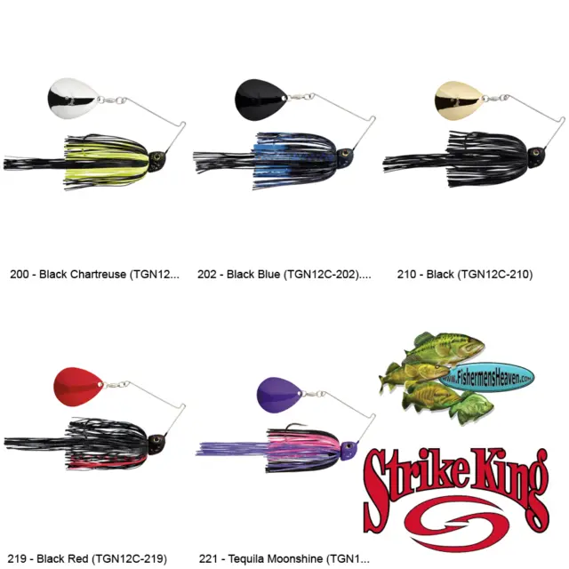 Strike King Spinnerbaits NIGHT Fishing Series 1/2oz (TGN12C) Any 5 Color Lures