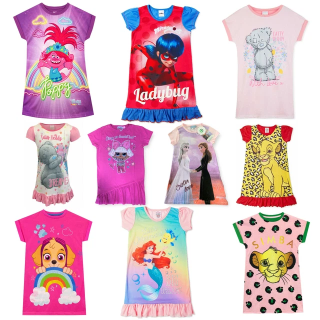 Girls Nightdress Nightie Pyjamas Nighty Disney Lion King Frozen Trolls LOL