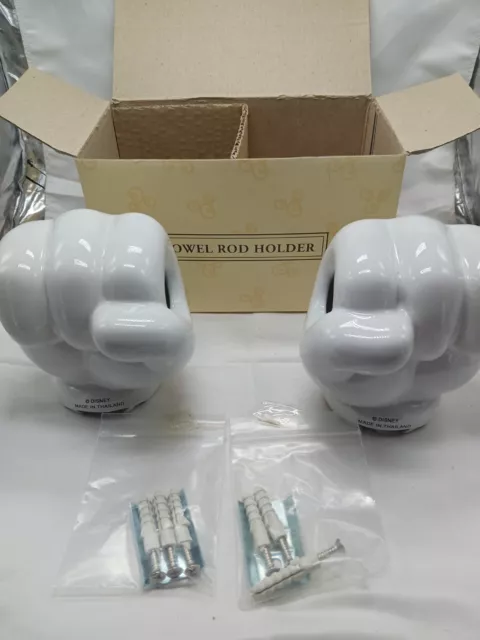 Walt Disney Mickey Mouse Ceramic Gloves Towel Rod Holders / Toilet Paper Holders