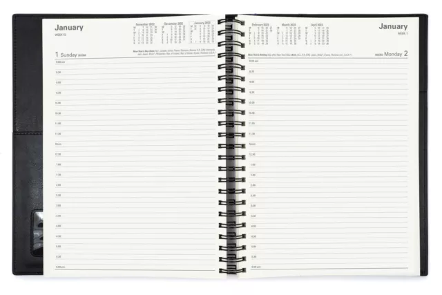 2024 Diary Collins Vanessa A4 Day To Page Black Calendar Year DTP Spiral 145.V99 3